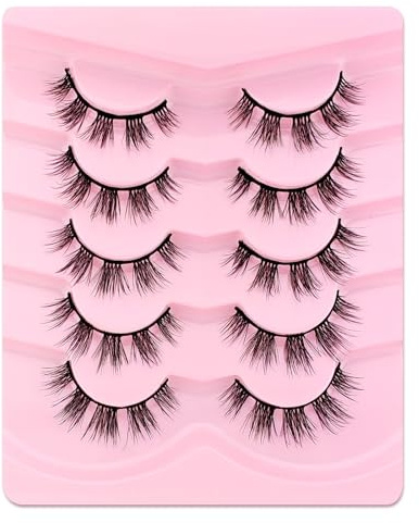 3D lösögonfransar kattöga, fluffig volym curly kattöga konstgjorda ögonfransar naturligt utseende, återanvändbara handgjorda falska mink make-up ögonfransar 5 parpack (FDH-10)