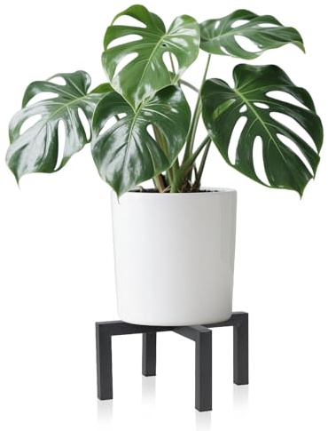 Phyluckny Metall-Pflanzenständer für drinnen und draußen, moderner Pflanzgefäßständer, robuster Blumentopfhalter, einstöckiger Blumentopfhalter (schwarz, passend für 12,7–30,5 cm große Töpfe)
