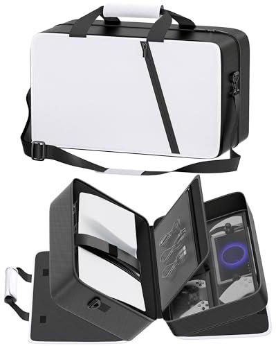 PS5 Slim/ Pro/Original Carrying Case, PS5 Bag Travel Carry Case for Playstation 5 Console, Thickened Protective Bag for Console, Headset, Controller, Game Discs, Cables, PS Portal & Gaming Accessories