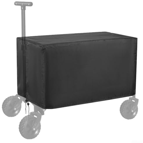 Folding Garden Cart Cover, 420D Oxford Garden Wagon Cover for Folding Wagon Cart, Pull Along Trolley on Wheels 97x61x56cm(Black)