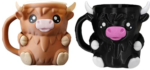 Cow Ice Pint Holder | Hochland Kuh Eisbehälter für Speiseeis | Nette Tiere Speiseeisbehälter mit Griff & Snackschublade | Scottish Highland Vieh Ice Cream Behälter Sleeves für Küchenhelfer