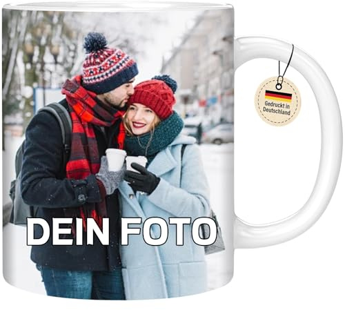 Personalisierte Fototasse- DIY Tasse mit eigenem Foto, 330 ml Keramikbecher, Geschenk für Männer, Frauen, Weihnachten, Valentinstag oder Geburtstag(Weiß)