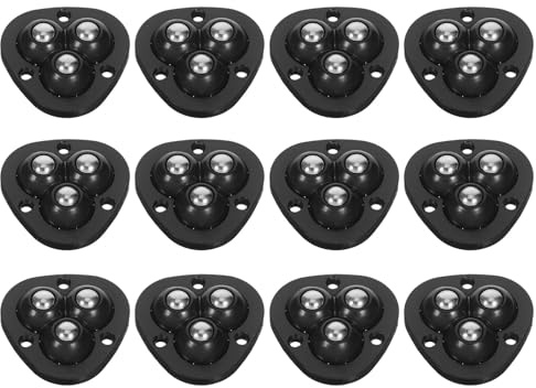 UKCOCO Lot de 12 set de Mini-Roulettes Auto-Adhésives Pivotantes à 360° à Billes Noires Petites Roulettes Universelles pour Appareils Électroménagers Meubles et Poubelles Support