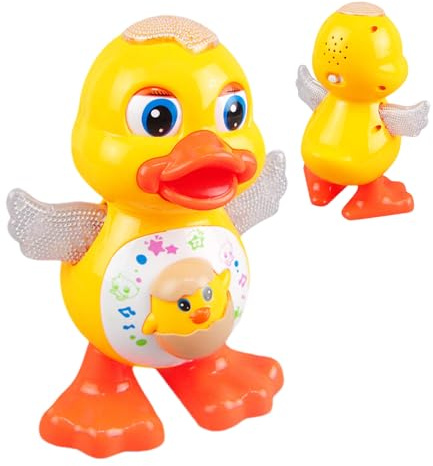 LED-Ente - Cartoon-Tiermusik, lustig, batteriebetrieben mit Lichtern, sicheres Spiel für Kleinkinder | Ideal für Aktivitäten mit Kinderwagen, Bodenerkundung, Vorerkundung