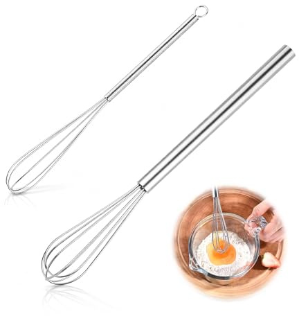 2 Stück Mini Schneebesen Edelstahl Klein,Kleiner Egg Rührbesen,,Whisk Quirl Küche,mit Stabilen Drähten Manual Kugelbesen für Kann Teig,Eiweiß Schlagen,Butter Rühren,Sahne,Aufschäumen Küchenutensil