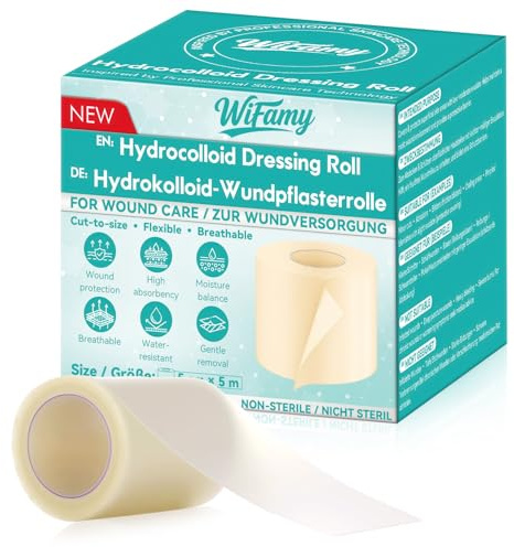 Hydrokolloid Pflaster Rolle zum Zuschneiden (5cm * 5m), Wasserdichtes Selbstklebendes Wundpflaster für Blasen und Reibung, Hydrocolloid roll Atmungsaktiv und Hautfreundlich