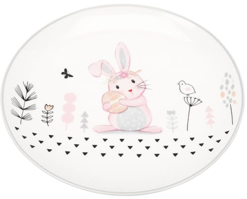Toyvian Ceramic Easter Bunny Plate 20cm Small Salad Plate Food Serving Dessert Snack Tableware for Home Kitchen Dining Party