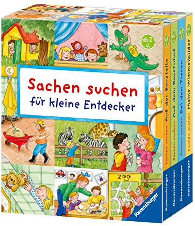 Sachen suchen für kleine Entdecker (Schuber): Meine Wimmelbilder / Bei den Tieren / Auf dem Bauernhof / Auf der Baustelle