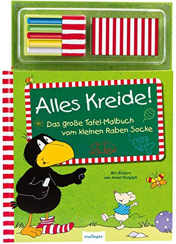 Der kleine Rabe Socke: Alles Kreide!: Das große Tafelbuch vom kleinen Raben Socke | Wiederverwendbares Malbuch mit 5 Kreiden & Tuch zum Wegwischen