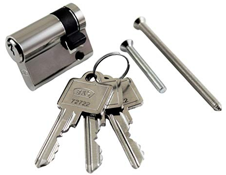 BKS Halbzylinder PZ 8900 Baulänge: 60mm (60/10 Gesamtlänge 70mm) 8-fach verstellbarer Schließbart 8x45° einseitig Schließbar, Vernickelt Hell, Schloss, Zylinder, Halbzylinder