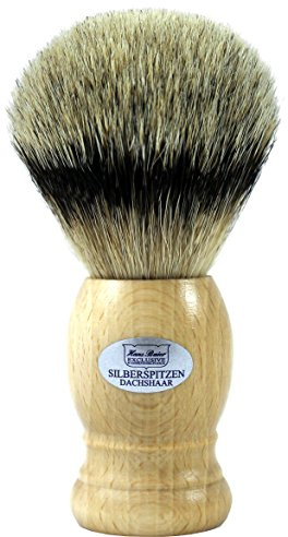 Hans Baier Exclusive Rasierpinsel Echt Silberspitz Dachshaar - Griff Buchenholz