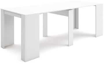 Skraut Home | Ausziehbarertisch | Multifunktionaler ausziehbarer | 220 | Für 10 Gäste | Esszimmertische | Moderner Stil | Weiß