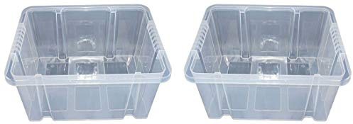 Novaliv 2x Aufbewahrungsboxen ohne Deckel 27L transparente Nestbar Drehstapelbox Euroboxen Kunststoffboxen BPA-frei 44,5x35,5x23 cm für Kistenregal