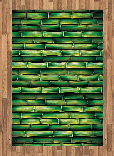 ABAKUHAUS Bambus Teppich, Asiatischer Baumstamm-Badekurort, Deko-Teppich Digitaldruck, Färben mit langfristigen Halt, 120 x 180 cm, Grün