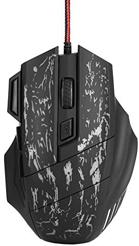Kafuty Souris Filaire, Souris de Jeu E-Sports USB à 7 Boutons, lumières respiratoires colorées, 5 DPI à Vitesse réglable, Sensation de Main Confortable pour Les Jeux PC