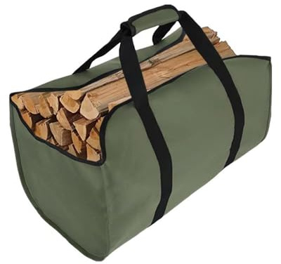 CACTIYE Canvas Log Tote Bag Carrier Indoor Fireplace Firewood Totes (Yellow) (Green)
