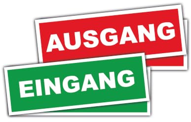 2x Eingang und 2x Ausgang Aufkleber 21x7,2 cm Sticker mit UV Schutz für Außen-und Innenbereich