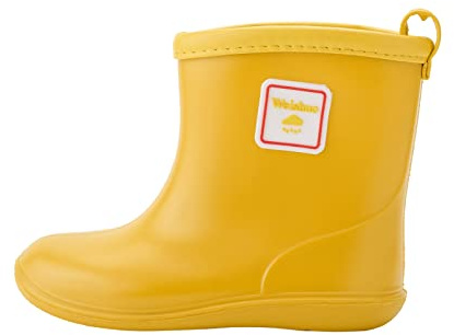 Weishuo Bottes de Pluie Enfant PVC Chaussure Imperméable pour Bebe Fille Garçon 1-8 ans, Taille du Fabricant 16, 24 EU, Jaune