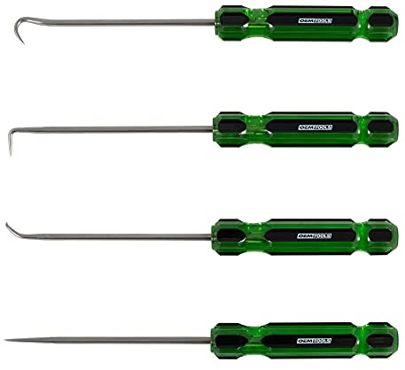 OEMTOOLS 26546 4 Pc Hook & Pick Set – Automotive Seal and O-Ring Removal Tool Kit, Stainless Steel Blades, Acetate Handles, Precision Angles for Cars, Trucks, and DIY