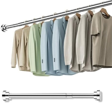 Barra Para Armario Extensible, 40-55cm Tubo De Armario Extensible Riel Tubo Para Ropa Ajustable Barra De Armario, Barra De Colgar Extensible De Acero Inoxidable Para Armario,Dormitorio,Baño,Balcón