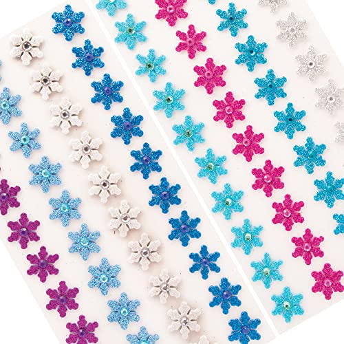 Baker Ross FE878 Schneeflocken Moosgummi Aufkleber- Packung mit 80, Weihnachtsaufkleber für Kinder zum Basteln, Dekorieren und Kartenherstellung