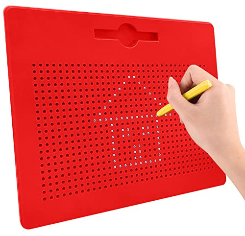 YATOSEEN Zaubertafel Kinder, Zeichenbrett mit Stift Stahlkugel Magnetische Tablet Kinder Spielzeug Zeichnen Geschenke für Kinder ab 3 Jahren, 315 x 255 x 15 mm (Gross, Rot)