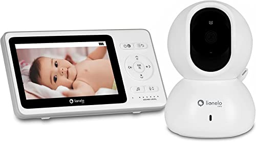 LIONELO CARE Babyline 8.2 baby monitor telecamera neonato con audio, modalità notturna, sensore di temperatura, portata 300m, sistema di allarme, videocamera rotante Zoom Grande schermo, Grandangolare
