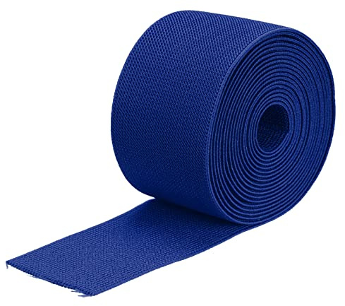 sourcing map Banda elástica ancha de sarga de doble cara de 75 mm (3 pulgadas), banda elástica tejida plana de 4 yardas, carrete elástico pesado, correa elástica azul para costura, cintura