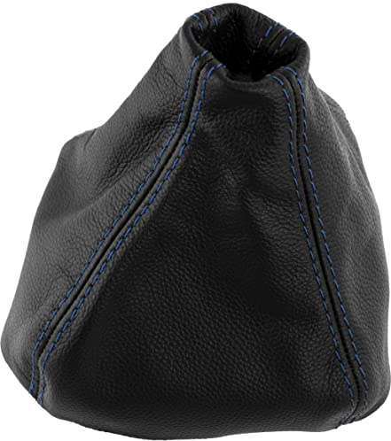 AERZETIX - C63789 - Soufflet de levier de vitesse en cuir véritable - compatible avec Renault Kangoo 2 de 2007 à 2018 - noir avec surpiqûres bleues - pour boîte de vitesse manuelle