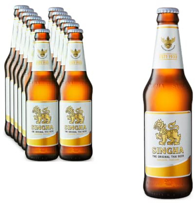 12 x Singha Bier Original 0,33l - Das Premium Lager aus Thailand mit 5%Vol.