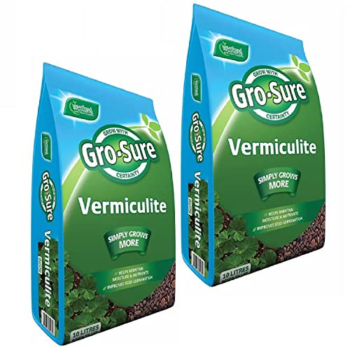 Topline Horticultural Garden Plants Vermiculite Bulk Buy - Pack of 2 x Gro-Sure Vermiculite 10L Bags Card. Ideal for Indoor or Outdoor Plants Potting Compost, Retain Water & Nutrients in Soil.