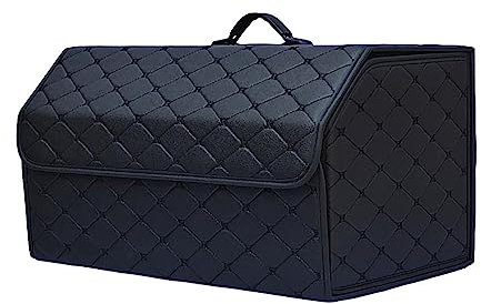 KAJAME Zusammenklappbarer Leder Auto Kofferraumtaschen Taschen Kofferraumtasche für Infiniti Q50 Q60 Q70L QX30 QX50 QX55 QX60 Kofferraum-Organizer Autozubehör,Black-XL