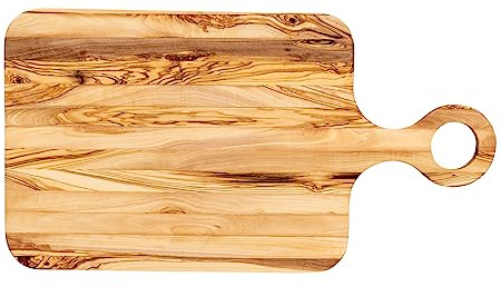 levandeo Schneidebrett 40x20cm Olivenholz Griff Holzbrett Servierplatte Natur Unikat Brettchen Deko Tischdeko Dekoration