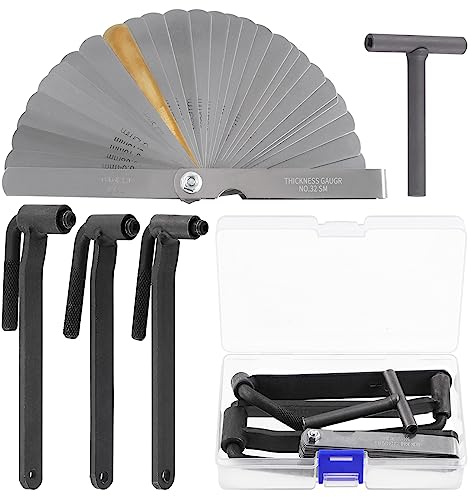 Glarks Kit di 5 pezzi per la regolazione delle viti delle valvole del motore di moto, 3 pezzi di chiave a brugola per viti delle valvole del motore da 8mm, 9mm, 10mm e calibratoio dritto per le viti