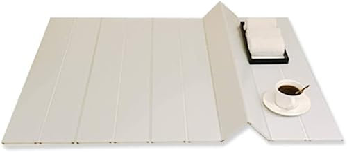 JATIBOSH Couvercle de Baignoire Blanc Baignoire Isolation Couverture Volet Pliant Support de Rangement PVC Peut Mettre Un Téléphone Portable Tablette Ordinateur Ne Prend Pas de Place (Couleur : Blanc