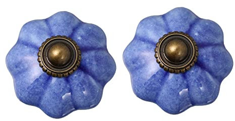 jojofuny 2pcs Ceramic Handle for Wardrobe Door Knobs Ethnic Style Cabinet Drawer Knobs Kitchen Cupboard Handles for Home