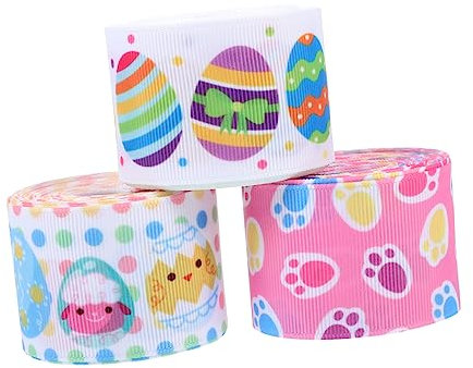 OHPHCALL 3St Osterband basteln ostern osterbasteln osterdeko Bänder Blumendekoration Schleife Geschenke Verpackungsband DIY Bastelband Drucken Kunsthandwerk Eier schmücken Karotte Polyester