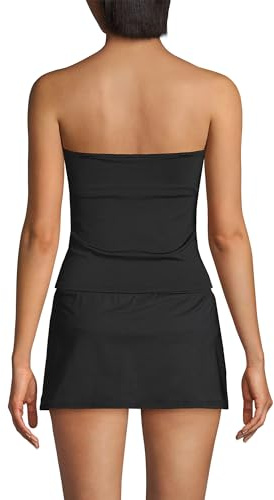 Lands' End Women's Bandeau Tankini Swimsuit Top 12 Black