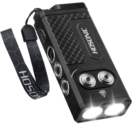 HOSONIC D16 2060 Lumen Taschenlampe Extrem Hell, Starke Multifunktionale LED-Taschenlampe Aufladbar mit UV-Licht Magnet, IP67 Wasserdichte Mini-Flashlight für Outdoor Wandern