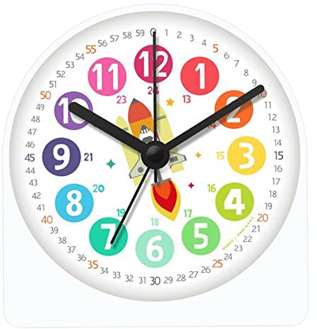 FLCPJGV Réveil Analogique avec éclairage Doux pour Enfants En Classe, Fusée