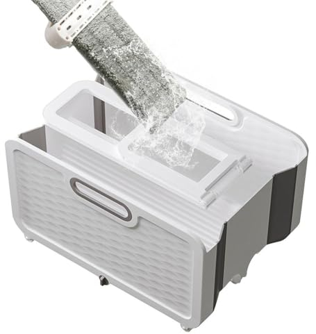 Begchy Cubo de limpieza plano plegable práctico con ruedas, cubo de limpieza portátil para fregona para dormitorio B