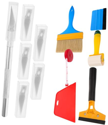 Homoyoyo 12pezzi Strumenti Per Applicazione Wallpaper Kit Completo Per Installazione e Rimozione Parati Con Raschietti e Rulli Per Risultati Professionali Realizzati Per Appassionati e