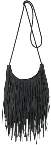 Fecialy Vintag Fransen Hobo Taschen für Damen Vegan Leder Quaste Crossbody Bag Western Hippie Umhängetasche