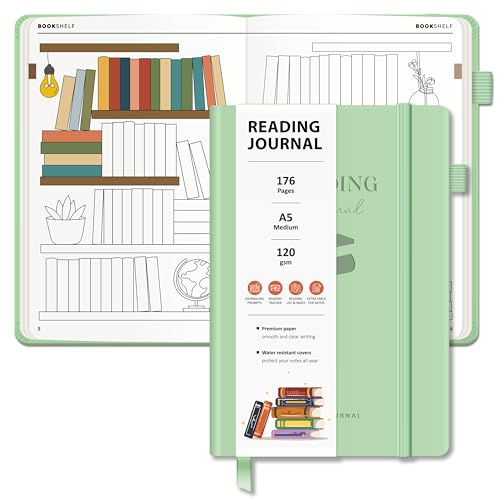 BIROYAL Carnet de Lecture a Remplir - Reading Journal de Lecture avec 52 Critiques de Livres - Journal de critique de livre avec suivi de lecture, Wishlist, Planning de Lecture - 175 Pages - Format A5