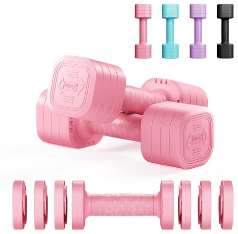 Dripex Adjustable Dumbbells Weight Set 2.5kg 5kg 10kg Dumbbell Pair, 4-in-1 Weight Dumbbells Set Women Men with Non-Slip Handle Home Gym Fitness-2.5kgX2