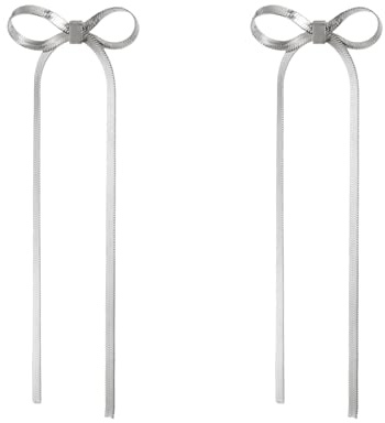 KKJOY Boucles D'oreilles de Nœud Papillon en Acier Inoxydable Boucles d'oreilles de Pendentifs en Chaine de Serpent Bijoux de Promo pour Femmes Charmantes