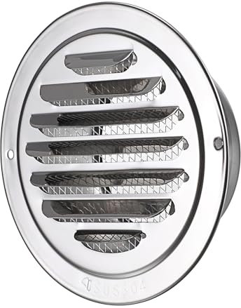 OGANAZI Edelstahl Lüftungsgitter Rund Abluftgitter Abschlussgitter mit Insektenschutz Vogelschutzgitter Mausschutzgitter Wandentlüftung für Wohnungen, Badezimmer, Küche, Garage (100mm, Silber)
