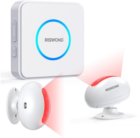 Motion Sensor Door Chime, Wireless Motion Detector Alarm Indoor, Business Entry Alert Bell with Buzzer, Doorbell for Home/Garage Door/Store, USB/Battery Powered,1 Receiver +2 Sensors
