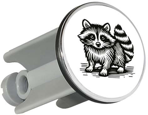 Huuraa Waschbeckenstöpsel Waschbär Comic Geschenk | Universal Stopfen 4cm höhenverstellbar Abflussstopfen Geschenkidee Stöpsel mit Motiv für das Waschbecken