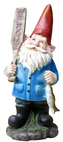 Harry The Fishing Gnome Ornament 11x25x9cm Resin Outdoor Garden Novelty Man Sculpture